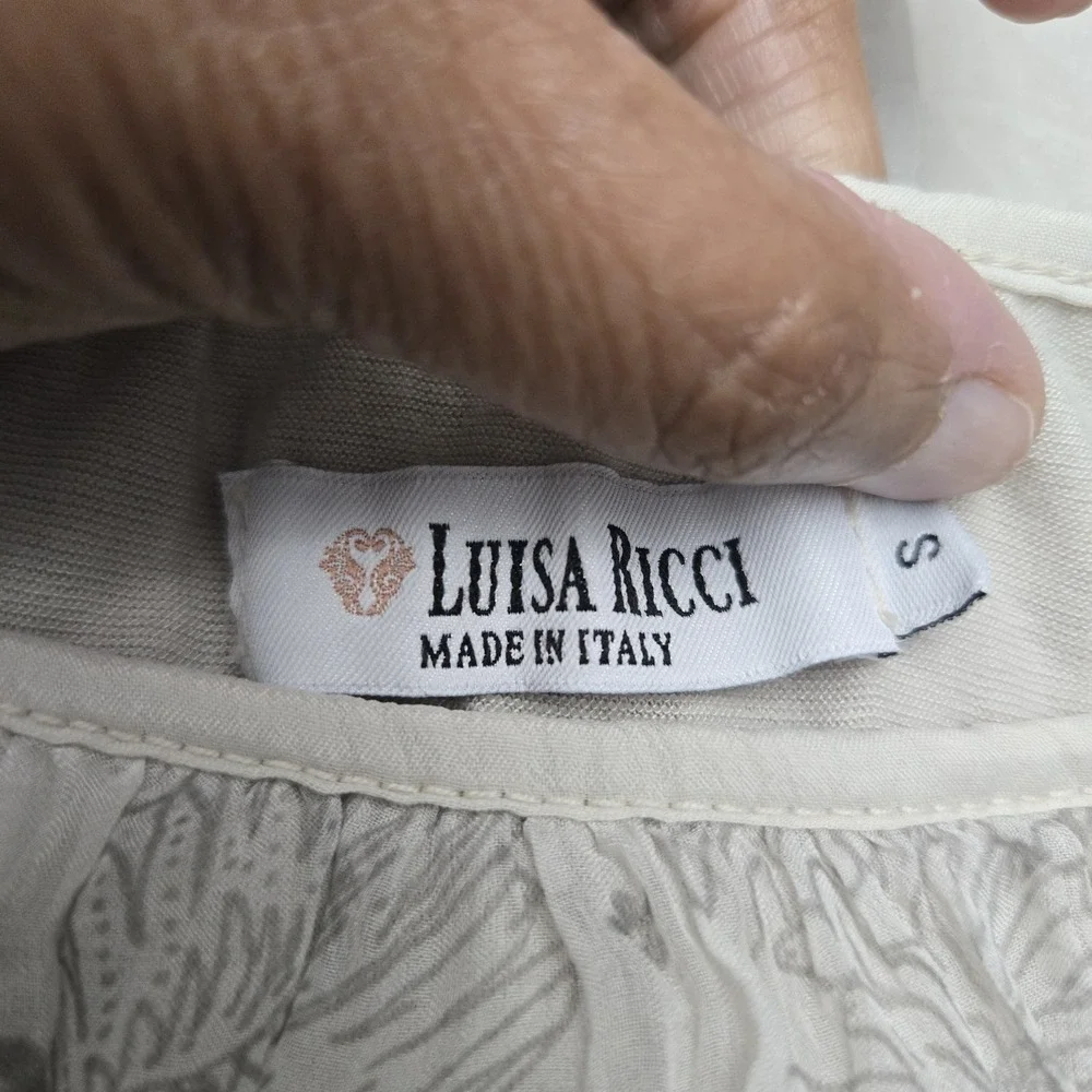 Luisa Ricci Womens Small Floral 100% Silk Blouse‎ Ruffle Hem Ethereal Fairycore